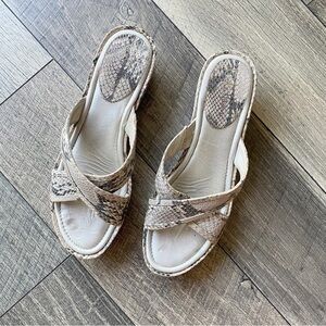Cole Haan Nike Air Gray (Grey) Cream Silver Snakeskin Platform Sandals Size 11